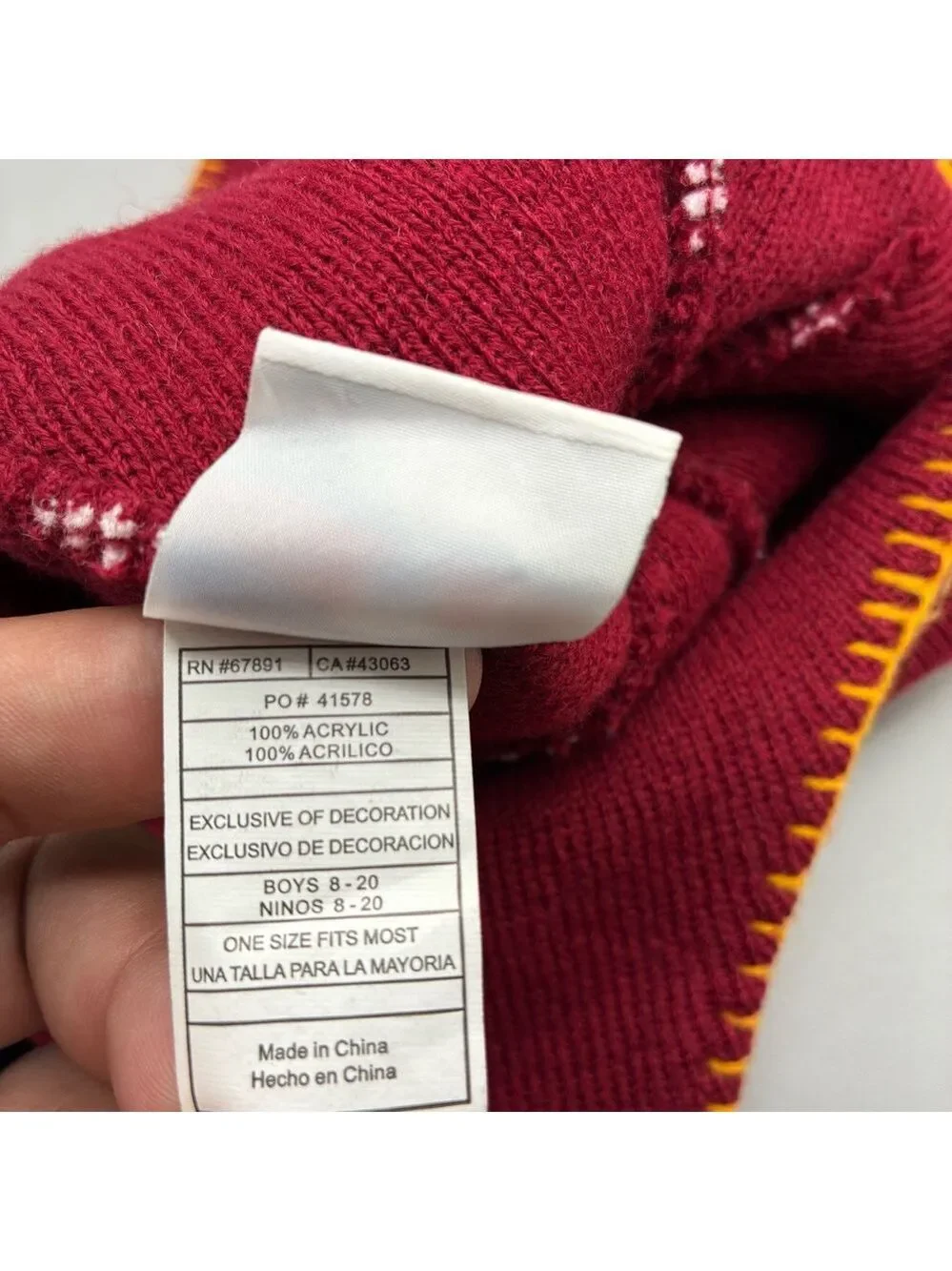 Washington Redskins Winter Beanie Youth OSFM Pom Knit Tassel NHL Team Apparel